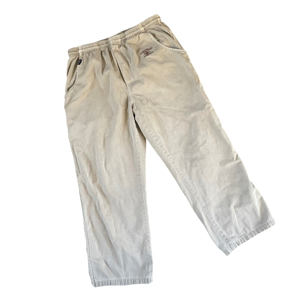 crazy shirts KONA COFFEE DYED Pants Mens M Tan Khaki Resort Wear Hawaii Elastic